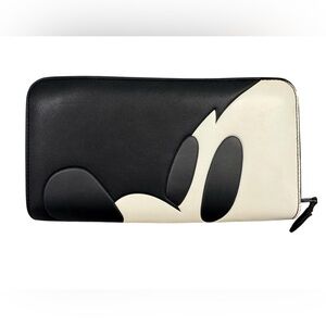 COACH X Disney Mickey Mouse Accordion Zip Wallet Glovetanned Leather Black FAIR
